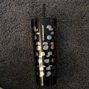 Starbucks cold beverage cup metal black polka dots